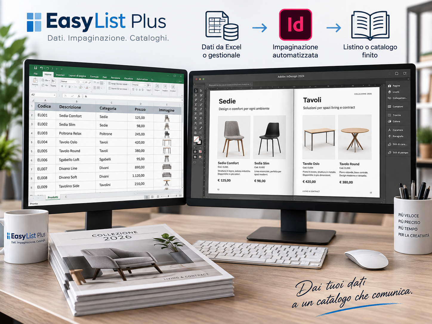 Easy List Plus con dati da Excel e impaginazione Adobe InDesign per creare cataloghi e listini
